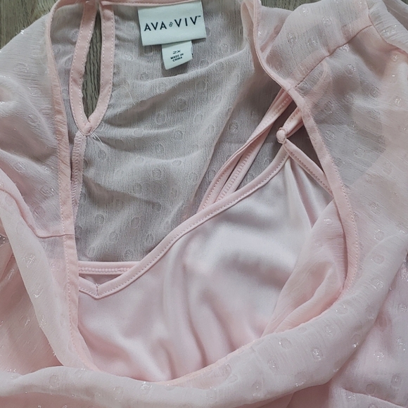 NWOT Sheer Blush Shimmer Blouse w/ Attached Cami - Picture 4 of 4